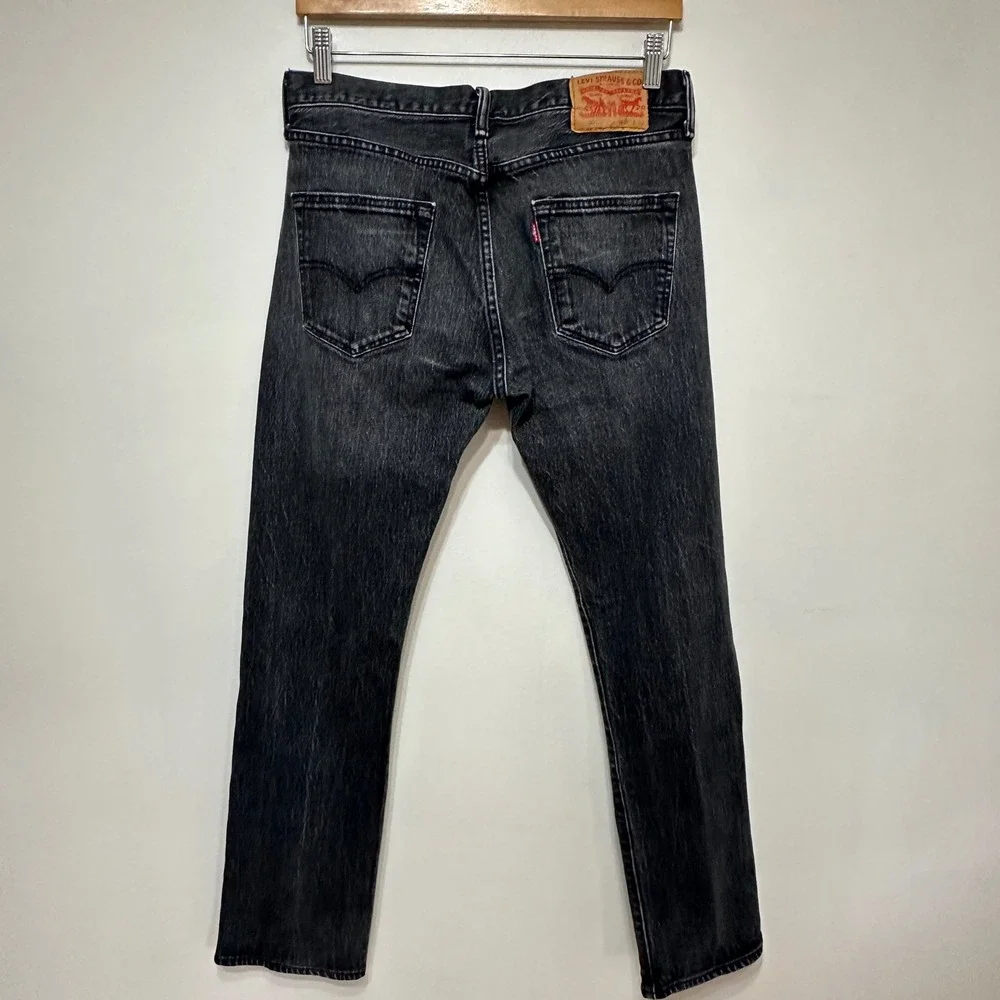 Levi's 501 Original Fit Jeans Men 30x30 (Fits 30x29) Black Denim Button Grunge
